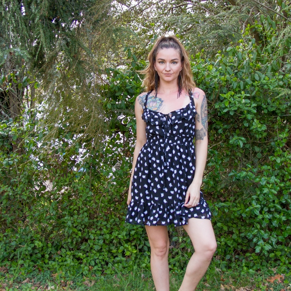 Chick Print Ruffle Dress
